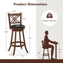 360¬∞ Swivel Upholstered Barstools Set of 2 with Back and Footrest by DirectDeals