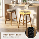 Swivel Counter Height Barstools with Solid Wood Legs and Footrests-Set of 2 by LJGDeals