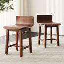 Swivel Dining Chair Set of 2 with Low Back and Curved Seat-Walnut by LJGDeals