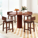 Swivel Dining Chair Set of 2 with Low Back and Curved Seat-Walnut by LJGDeals