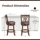 360° Swivel Counter Height Chairs with PU Leather Cushioned Seat and Footrests-26 inches