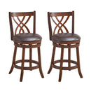 360° Swivel Counter Height Chairs with PU Leather Cushioned Seat and Footrests-26 inches