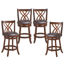 360° Swivel Counter Height Chairs with PU Leather Cushioned Seat and Footrests-26 inches