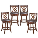 360° Swivel Counter Height Chairs with PU Leather Cushioned Seat and Footrests by LJGDeals