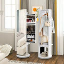 360-Degree Swivel Jewelry Cabinet Armoire with Full Length Mirror and Coat Rack-White by LJGDeals
