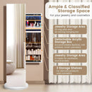 360-Degree Swivel Jewelry Cabinet Armoire with Full Length Mirror and Coat Rack-White by LJGDeals