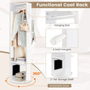360-Degree Swivel Jewelry Cabinet Armoire with Full Length Mirror and Coat Rack-White by LJGDeals