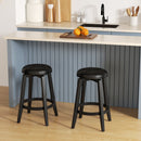 360¬∞ Swivel Upholstered Rubberwood Frame Bar Stool Set of 2 with Footrest