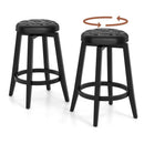 360¬∞ Swivel Upholstered Rubberwood Frame Bar Stool Set of 2 with Footrest by LJGDeals