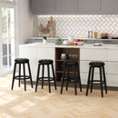360¬∞ Swivel Upholstered Rubberwood Frame Bar Stool Set of 2 with Footrest