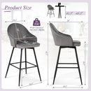 2 Pieces 29.5 Inch Pub Height Swivel Velvet Bar Stools with Metal Legs-Gray by LJGDeals