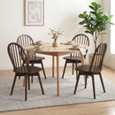Swivel Windsor Dining Chairs Set of 4 with Solid Rubber Wood Frame by LJGDeals