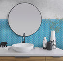 Sapphire Blue 11x13 Glossy Herringbone Glass Mosaic Tile (5 pack, 4.8125 sq ft/case) - Sample