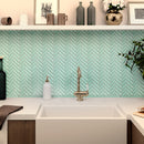 Blizzard Blue 11x13 Glossy Herringbone Glass Mosaic Tile (5 pack, 4.8125 sq ft/case)