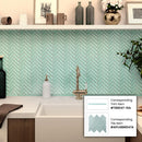Blizzard Blue 11x13 Glossy Herringbone Glass Mosaic Tile (5 pack, 4.8125 sq ft/case) - Sample