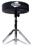 Single Kick Bass Pedal, Drum Throne & Snare Stand (3-Piece Set) by GRIFFIN - Double-Chain Foot Percussion Kit for Intense Play & Comfortable Drum Seat for Adults