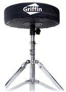 Drum Throne Stand by GRIFFIN - Padded Drummer’s Seat - Drum Set Percussion Chair for Adults - Musicians Guitar Stool Double Braced Hardware