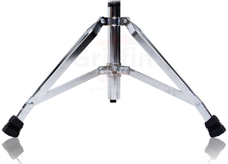 3 PACK GRIFFIN Drum Hardware Set - Bass Drum Kick Pedal, Drummers Throne Seat & Hi-Hat Cymbal Stand | Deluxe Chrome Slip-Proof Gear Holder Percussion Set for Mounting Crash, Ride & Splash Cymbals