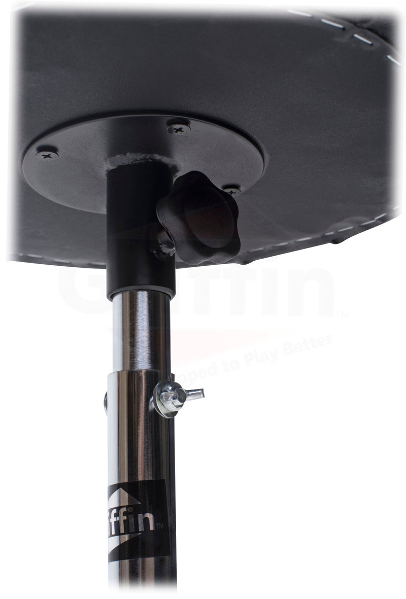 3 PACK GRIFFIN Drum Hardware Set - Kick Drum Pedal, Drummers Throne Seat & Straight Cymbal Stand | Deluxe Chrome Slip-Proof Gear Holder Percussion Set for Mounting Crash, Ride & Splash Cymbals