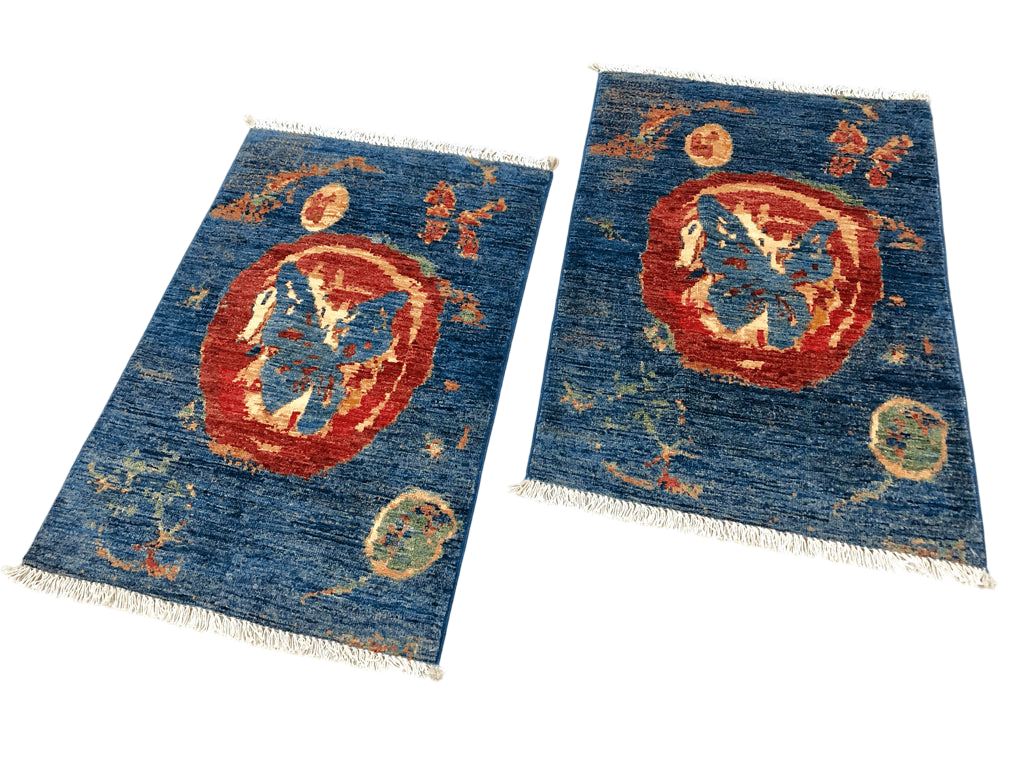 Afghan Butterfly  blue/red 2x3