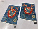 Afghan Butterfly blue/red 2x3 by Kirishian Rugs