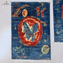 Afghan Butterfly blue/red 2x3 by Kirishian Rugs