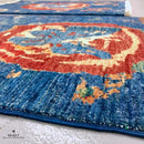 Afghan Butterfly blue/red 2x3 by Kirishian Rugs