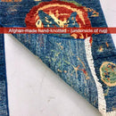 Afghan Butterfly blue/red 2x3 by Kirishian Rugs