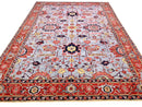 Afgahn Heriz (10'02"x14'00") lt.blue/red