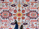 Afgahn Heriz (10'02"x14'00") lt.blue/red