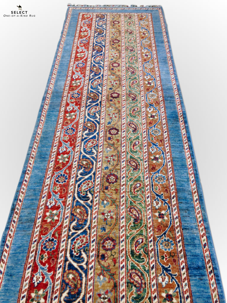Turkish Shawl mt/blue 11' Runner, photo 7 of 10