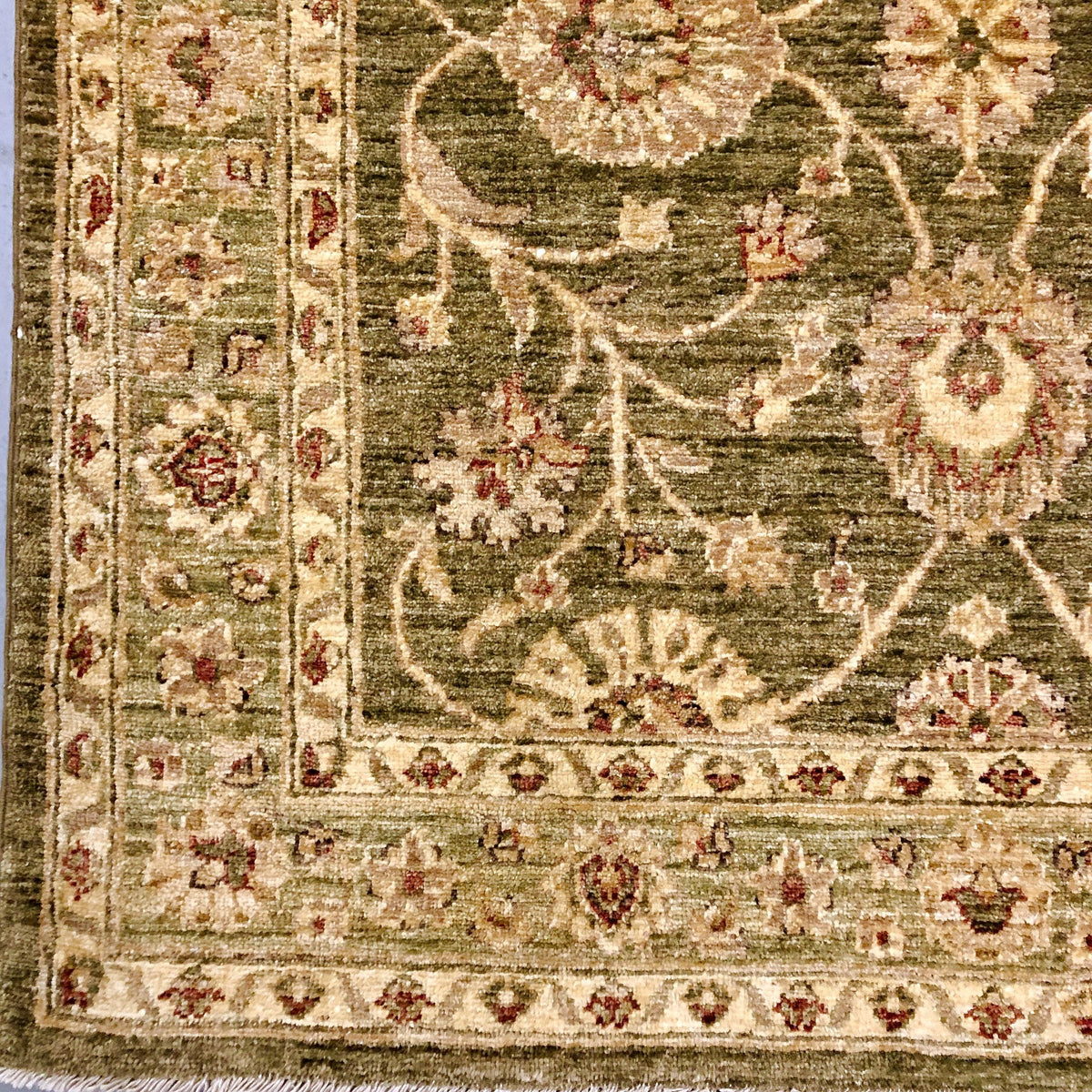 Chobi-Farahan (4'x10' Runner) green/gold, photo 3 of 8