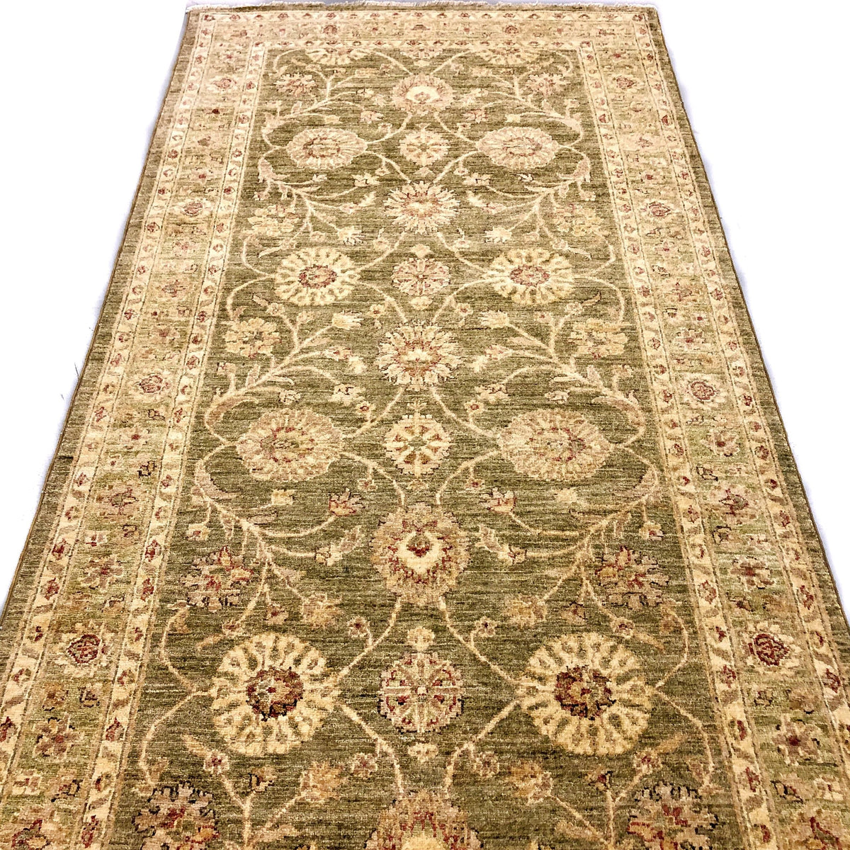 Chobi-Farahan (4'x10' Runner) green/gold, photo 5 of 8