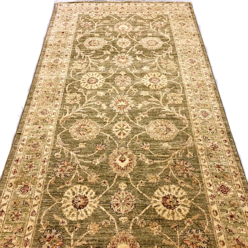 Chobi-Farahan (4'x10' Runner) green/gold, photo 5 of 8