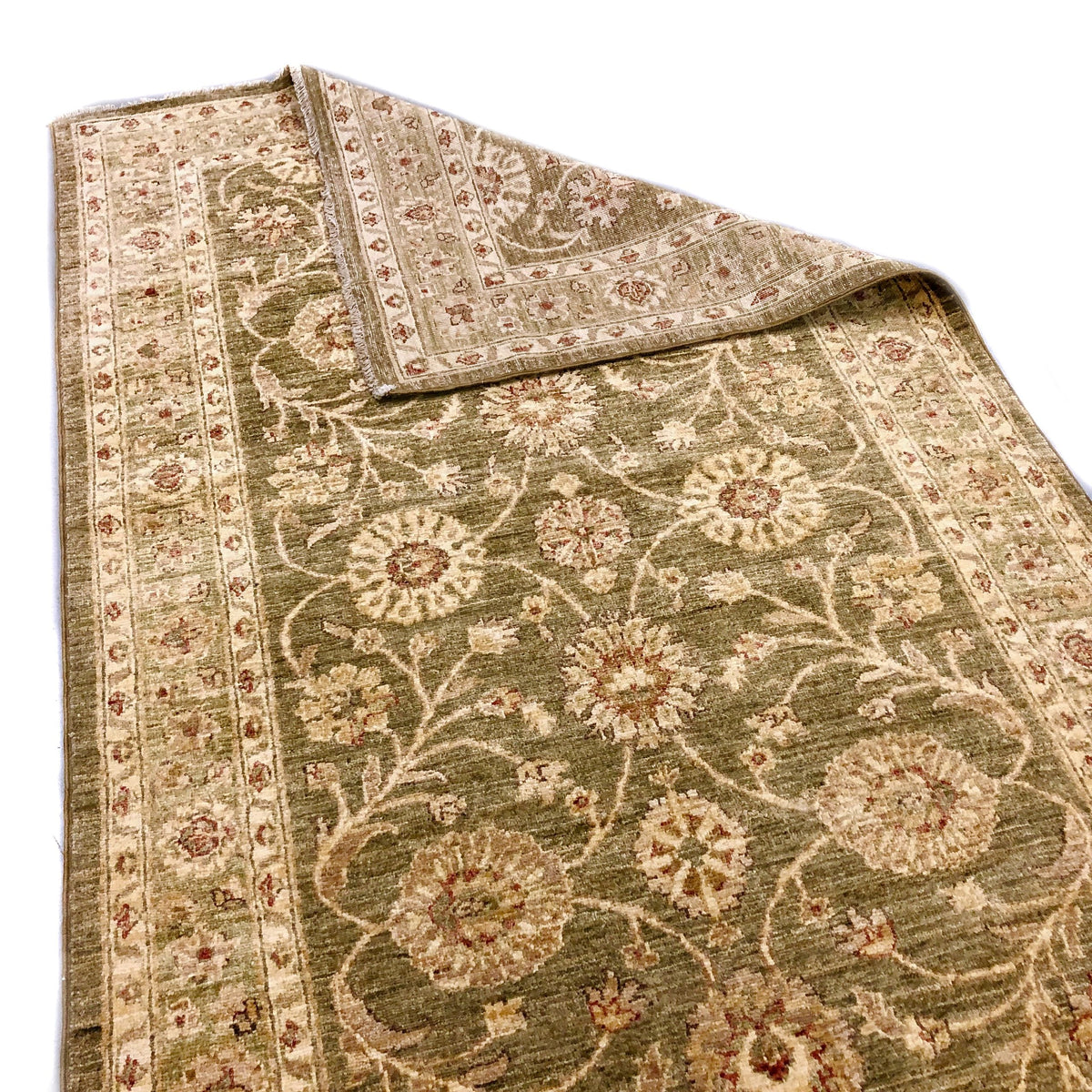 Chobi-Farahan (4'x10' Runner) green/gold, photo 6 of 8
