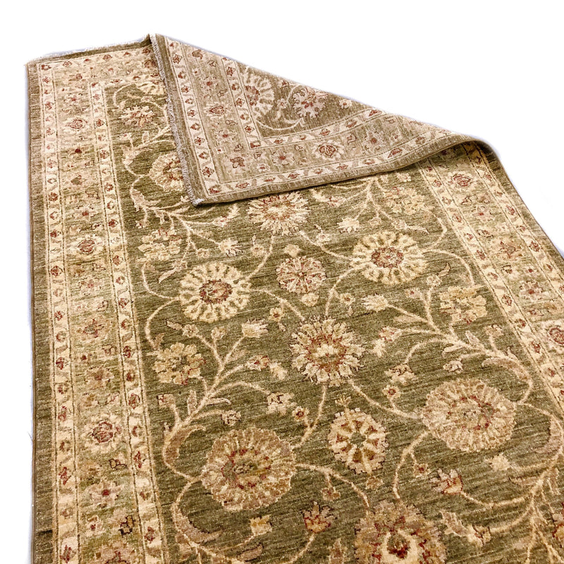 Chobi-Farahan (4'x10' Runner) green/gold, photo 6 of 8