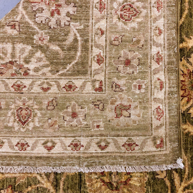 Chobi-Farahan (4'x10' Runner) green/gold, photo 8 of 8