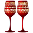 Crystal Stemmed Christmas Wine Glasses Goblets - Set of 2