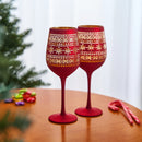 Crystal Stemmed Christmas Wine Glasses Goblets - Set of 2