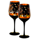 Crystal Halloween Stemmed Wine Glasses - Set of 2