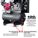 30 Gallon Air Compressor 13HP Honda GX390 Engine Horizontal Tank 24.4 CFM @ 90 PSI Gas-Powered by Tomahawk Power