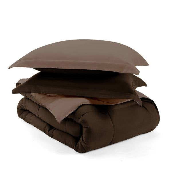 King/Cal King 3-Piece Microfiber Reversible Comforter Set in Taupe Brown, photo 5 of 5