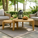 Carlsbad Natural Teak Wood Circular Coffee Table - 25-33" by NORDICTEAK.COM