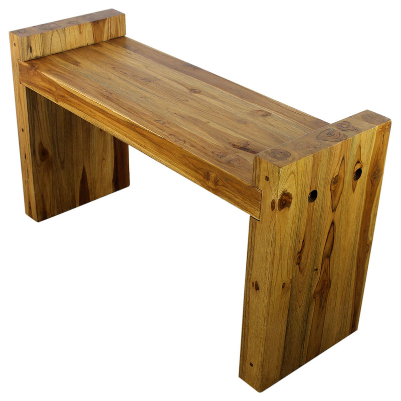 Haussmann® Teak Block Bench 36 x 12.5 x 20.5 inch High KD Oak Oil