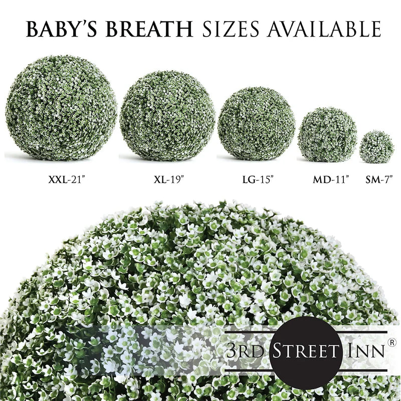 Baby's Breath Topiary Ball Assortment - 11", 15", 19"