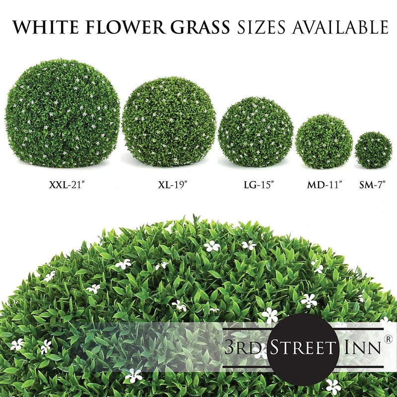 21"  XXL White Flower Topiary Ball