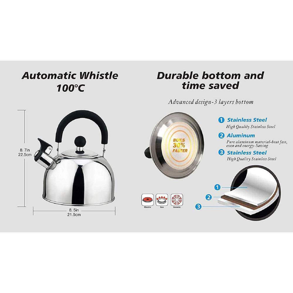 2.5 Quart Stainless Steel Whistling Teapot Kettle with Stay Cool Handle, photo 3 of 3