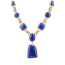 Royal Blue Lapis Golden Pendant Necklace