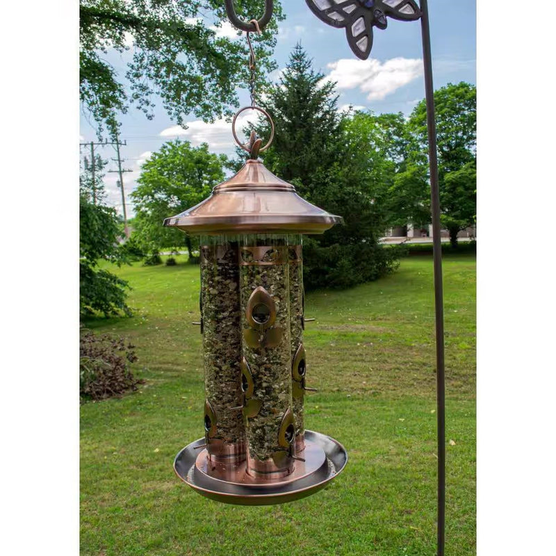 Large Copper Bird Feeder with 3 Tubes and 9 Feeding Ports, photo 5 of 5