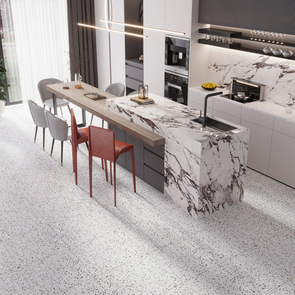 Bright White with Multi flecks 24x24 Matte Square Porcelain Large Format Tile (4 pack, 15.93 sq ft/case), photo 2 of 6